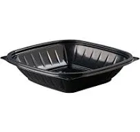 Dart PresentaBowls Pro Black Square Bowls, 32 oz, Plastic, 63/Bag, 4 Bags/Carton