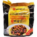 Paldo Fun & Yum Ilpoom Jjajangmen Noodles, Pack of 4, Traditional Brothless Chajang Ramen with Savory & Sweet Black Bean Sauce, Oriental Style Korean