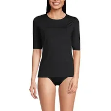 Lands' End Women's Crew Neck Rash Guard UPF 50 Sun Protection Swim Tee