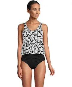 Lands' End Women's Long Torso Chlorine Resistant One Piece Fauxkini Swimsuit