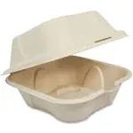 World Centric - Fiber Hinged Containers, Burger Box, 6.5 x 6 x 3.2, Natural, Paper, 500/Carton