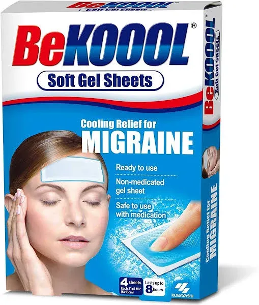 Be Koool Cooling Relief for Migraine, Soft Gel Sheets, 4 Sheets (Pack of 4)