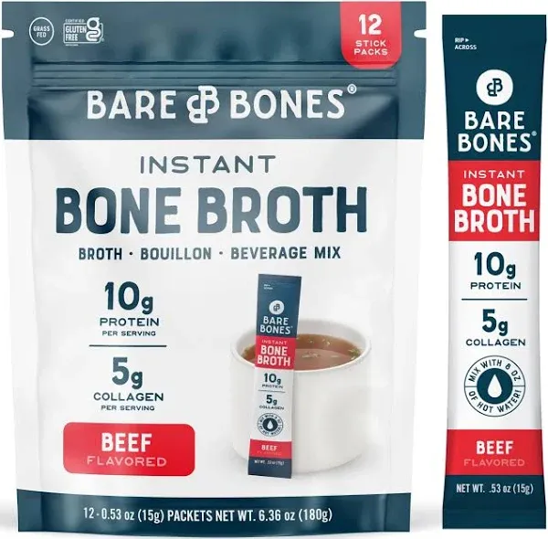 Bare Bones Instant Beef Bone Broth Pack - 4-2.12 Oz