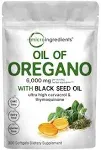 Micro Ingredients Oil of Oregano Softgels 6000mg per Serving, 300 Count | 2 in 1 Formulated with Black Seed Oil 200mg, 4X Strength Carvacrol &