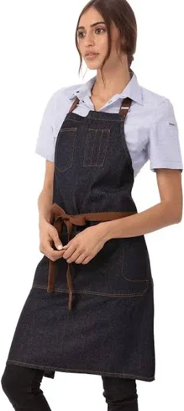 Chef Works Unisex Memphis Bib Apron, Indigo Blue, One Size, Blue 