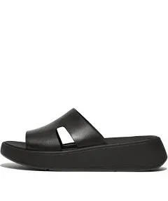 FitFlop Women's F-Mode Raw-Edge Leather Flatform H-Bar Slides