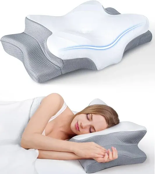 Cozyplayer Ultra Pain Relief Cooling Pillow for Neck Support, Adjustable Cervical Pillow Cozy Sleeping, Odorless Ergonomic Contour Memory Foam Pillows