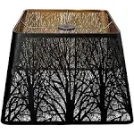 Medium Square Lamp Shades, ALUCSET Metal Lampshade with Pattern of Trees for Table Lamp and Floor Light, 9 x 12 x 8.8 Inch, Spider (Black/Gold)