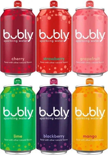 Bubly Sparkling Water 6 Flavor Variety Pack 12 fl oz Cans 18 Pack