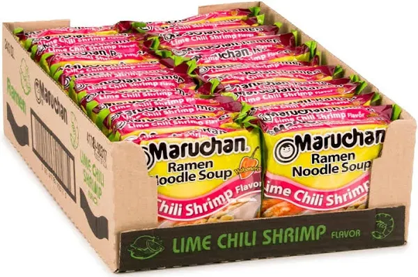 Maruchan Instant Lunch Lime Chili Flavor with Shrimp, 2.25 Oz, Pack of 12 Perfect On the Go Snack