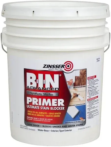 Rust-Oleum 270976 White Zinsser B-I-N Advanced Synthetic Shellac Primer, 1 Gal Can (Pack of 2)