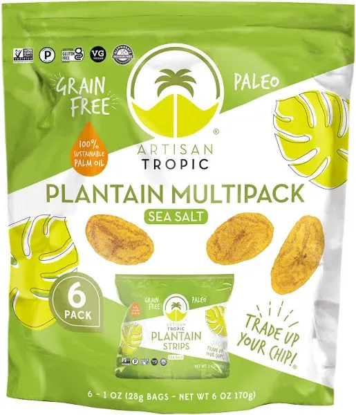 Artisan Tropic Plantain Strips, Sea Salt, 6 Pack - 6 packs, 6 oz