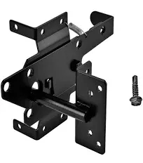 Lajiaoz Heavy Duty Fence Self Locking Gate Latch Black Finishing Post Mount Steel Automatic Gravity Lever Wood Fence Gate Latches with Fasteners