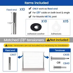 Muzata 40Pack 1/8" Swageless Cable Railing Kit Invisible Terminal Fixed End Toggle Anchor for Metal Post Angle Adjustable T316 Stainless Steel Stair CB17