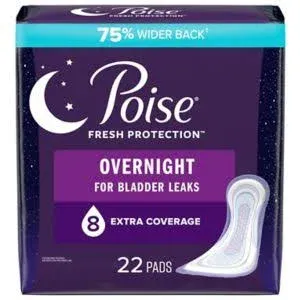 Poise Incontinence Pads, Overnight, Extra-Coverage<wbr/>, 22 Count