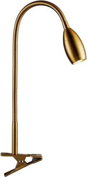 O'Bright Lumos - Versatile Clip-on Lamp: Zoomable Spotlight, Dimmable LED, Flexible Gooseneck, 4000K Light, 100% Metal Clamp - Ideal for Reading, Crafting, Work, and Headboards, Antique Brass