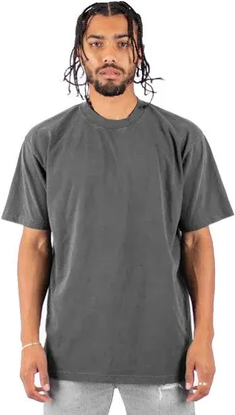 Men's Cotton T Shirt – Max Heavyweight 7.5 Ounce Short Sleeve Crew Neck Garment Dyed Tee Top Regular Big Size