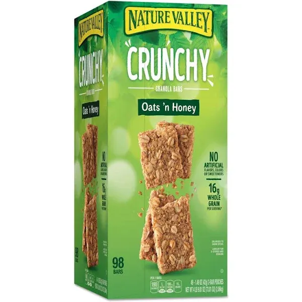 Nature Valley Granola Bars, Oats and Honey, 1.5 oz Bar, 49/Carton