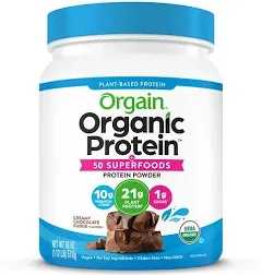 Orgain Organic Protein Protein Powder, Creamy Chocolate Fudge Flavored - 18 oz