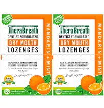 TheraBreath Dry Mouth Lozenges Mandarin + Mint 100 Sugar Free Lozenges New