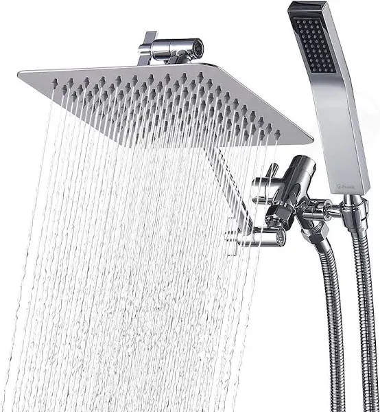 G-Promise All Metal Dual Square Shower Head Combo | 8&#034; Rain Shower Head - NEW