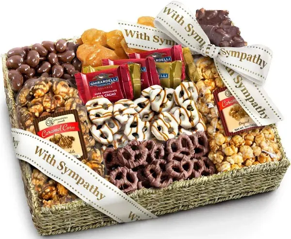 A Gift Inside With Sympathy Chocolate, Caramel, and Crunch Grand Gift Basket