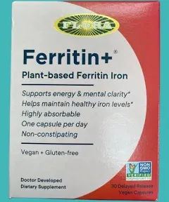 Flora Ferritin+ Plant-based Ferritin Iron 20 mg 30 Vegan Caps exp 6/25