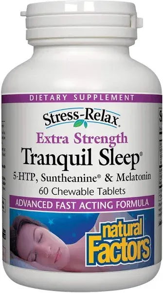 Natural Factors Stress-Relax Extra Strength Tranquil Sleep 60 Chewable Tablets