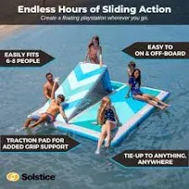 SOLSTICE Original Floating Inflatable Dock Platform Series for Lake Boat Pool Ocean | for Adults Kids & Pet Dogs Up to 10 People | Inflatable Raft Platform | Various Water Mat Swim Raft Shapes & Sizes