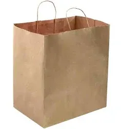 orange river 25 Count 14" L x 10" W(gusset) x 15.75" H Large Ultra Wide Brown Kraft Paper Bags with Twisted Handle, Perfect Solution for Restaurant Takeouts, Parties, Baby Shower, Shopping