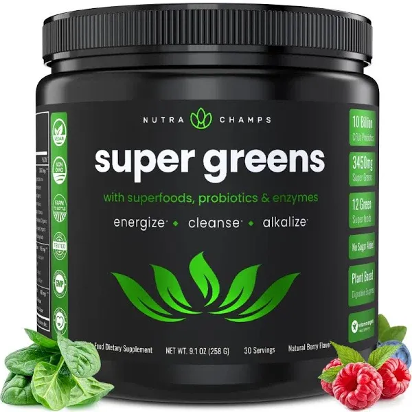 NutraChamps Super Greens Powder Premium Superfood 20+ Organic Green Veggie Whole Foods