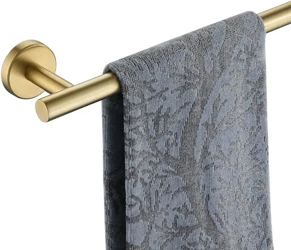 JQK Bathroom Towel Bar, Brushed Gold 9 Inch 304 Stainless Steel Thicken 0.8mm Towel Rack, Towel Holder Wall Mount, Total Length 12.1 Inch TB110L9-BG