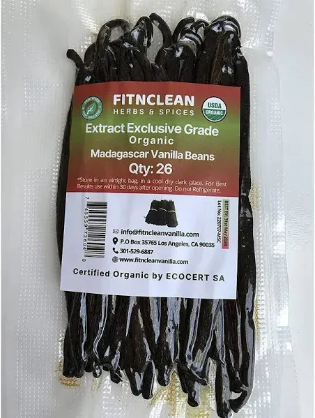 Organic Madagascar Vanilla Beans Grade B Certified Usda Organic Extract Fitnclean Vanilla