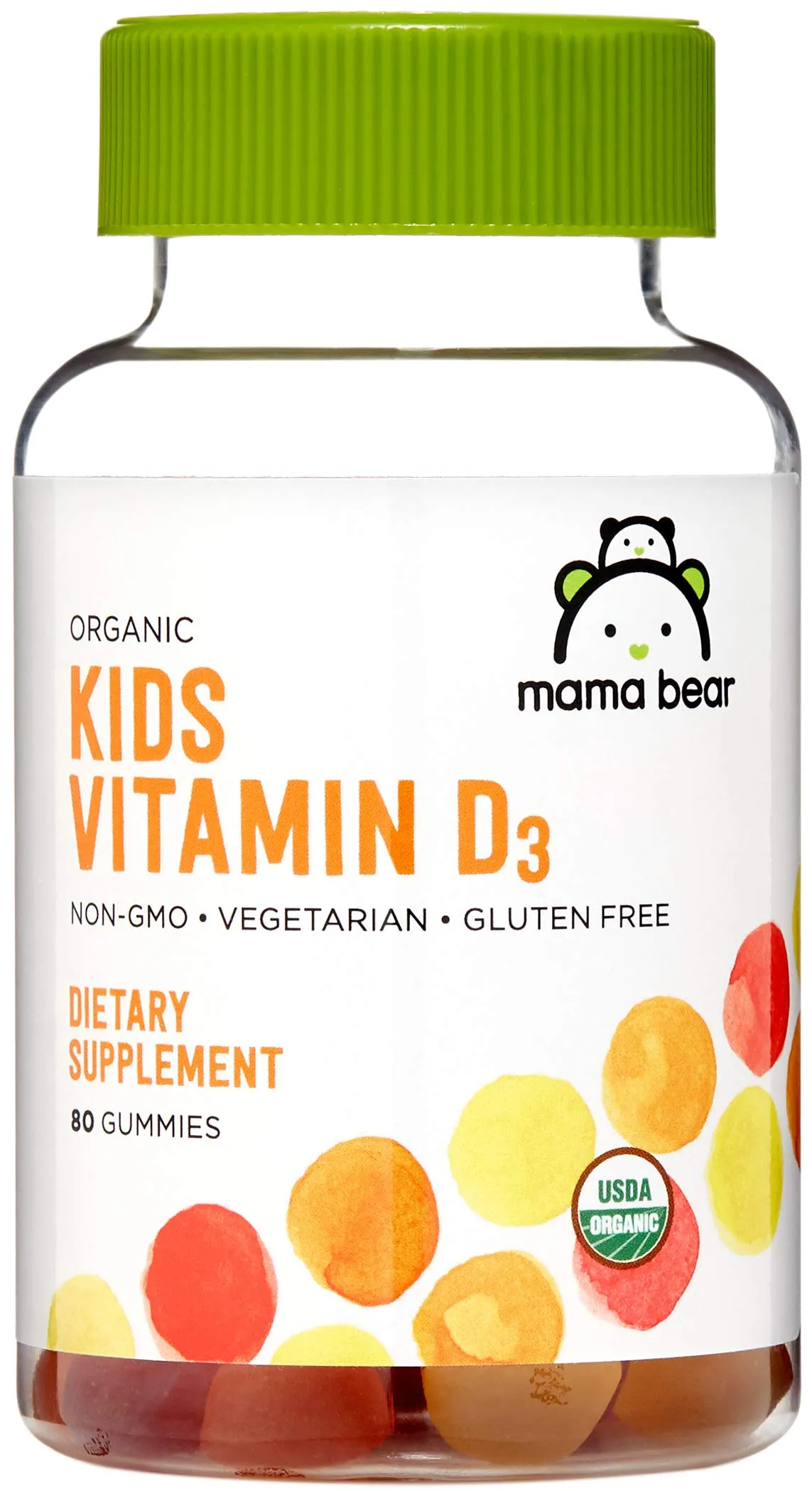 Amazon Brand - Mama Bear Organic Kids Vitamin D3 25 mcg (1000 IU) per Serving, Bone and Immune Health, 80 Gummies