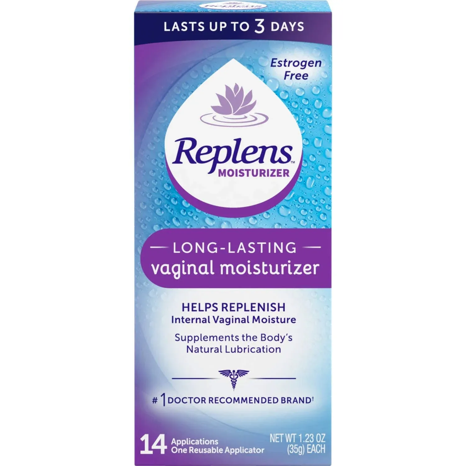 Replens Long Lasting Vaginal Moisturizer, 35 G (Pack of 3) 14 Applications and One Reusable Applicator by Replens