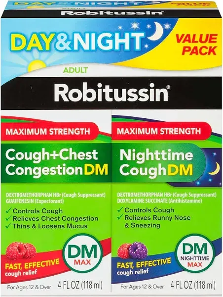 Robitussin Adult Day & Night Cough + Chest Congestion Relief (4 fl oz)