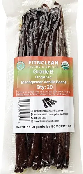 11 Organic Vanilla Beans Madagascar Extract Exclusive Grade B 4.5&#034;- 5.5&#034;