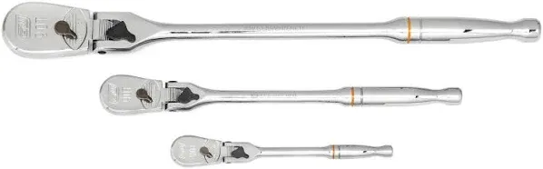 Gearwrench 81276T 3 Pc. 1/4" 3/8" & 1/2" Drive 90-Tooth Locking Flex Head Teardrop Ratchet Set