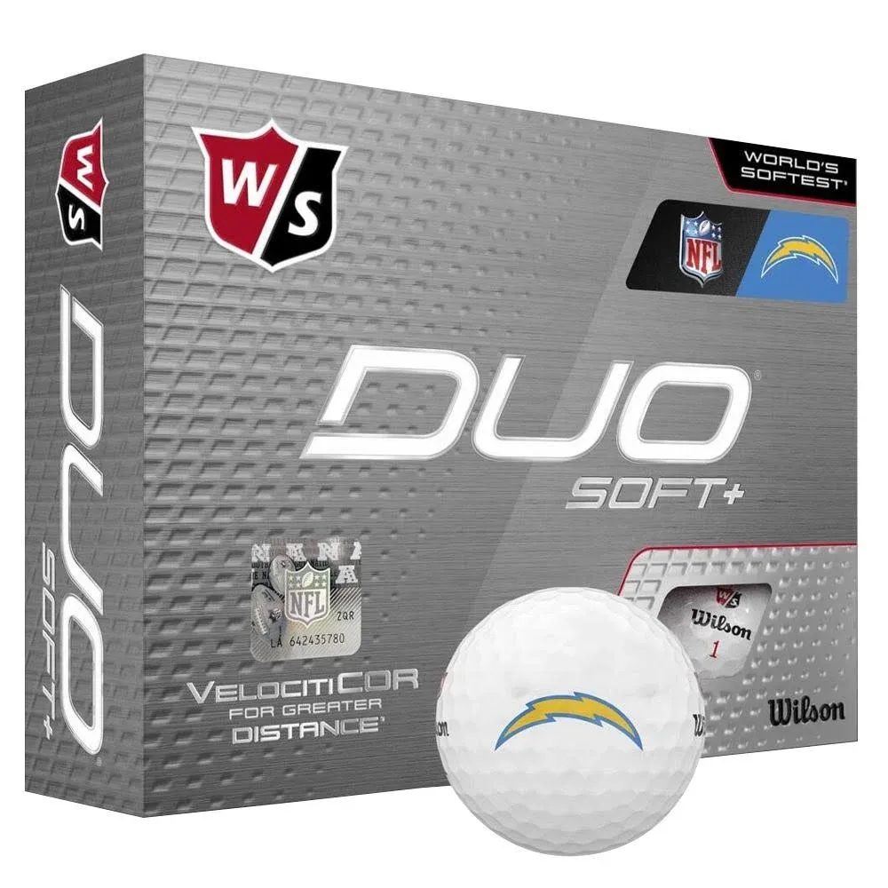 Wilson Duo Soft+ NFL Golf Balls - White - Los Angeles Chargers