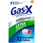 Gas-X Extra Strength Cherry Chewable Tablet for Fast Gas Relief, 72 Count