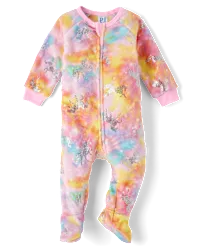 The Children's Place Baby Girls' and Toddler Fleece Zip-Front One Piece Footed Pajama