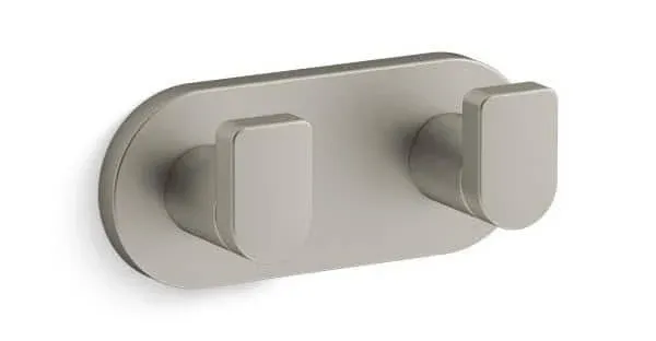 Kohler K73146-SN Composed Double Robe Hook Rack Vibrant Polished Nickel