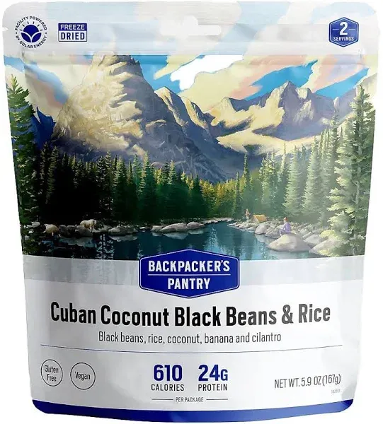 2x Backpacker&#039;s Pantry Cuban Coconut Rice &amp; Beans 2 servings best by 6 MAR 23