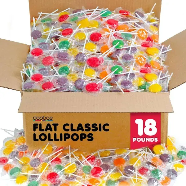 Lollipops Bulk 18 Pounds Classic Flat Lollipops Assorted Fruit Flavored Suckers