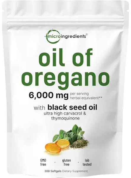 Micro Ingredients Oil of Oregano Softgels 6000mg Per Serving 300 Count