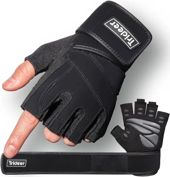 Padded Workout Gloves for Men - Gym Weight Lifting Gloves with Wrist Wrap Suppor