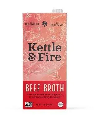 (4 pack) Kettle & Fire Beef Cooking Broth, Shelf-Stable, 32 oz