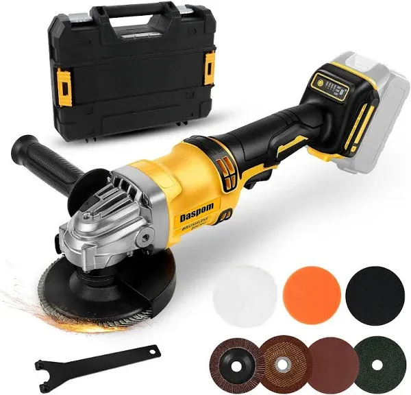 Angle Grinder Cordless Compatible with DeWalt Battery(No Battery), with 4-1/2" 7 in 1 Angle Grinder Attachments, Angle Grinder Tool, 11000 RPM Brushless Motor for Cutting, Griding, Polishing, etc.