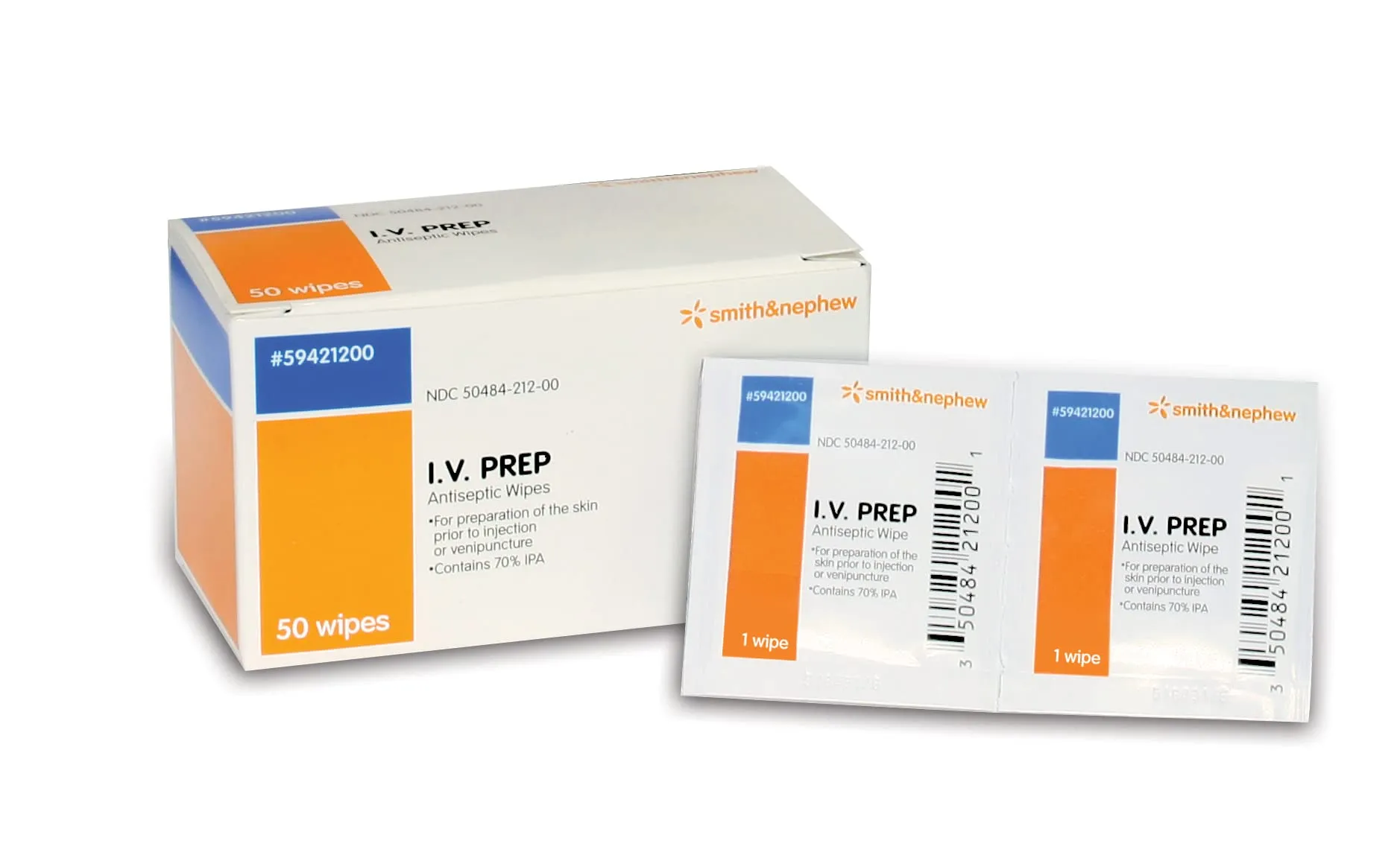 Smith and Nephew 59421200 IV PREP Antiseptic Wipes - Box of 50