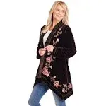 Floriana Velvet Kimono with Floral Embroidery - XL